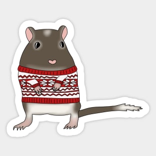 Cute brown gerbil wearing christmas jumper Sticker